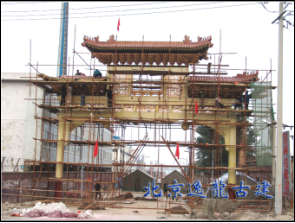 兩柱三樓牌樓施工